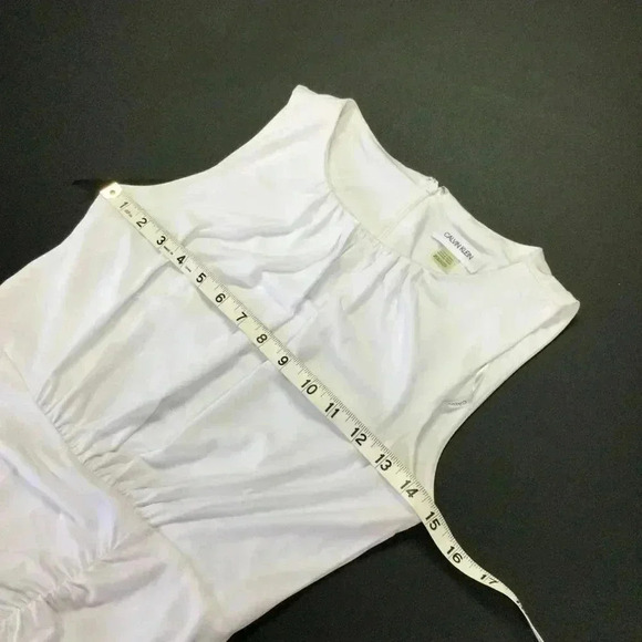 Calvin Klein Womens White Lined Sassy Slit Front Hem Ruched Mini Dress Size 2P - Picture 5 of 10